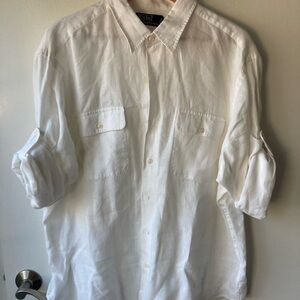 Polo Ralph Lauren XL white linen cargo shirt